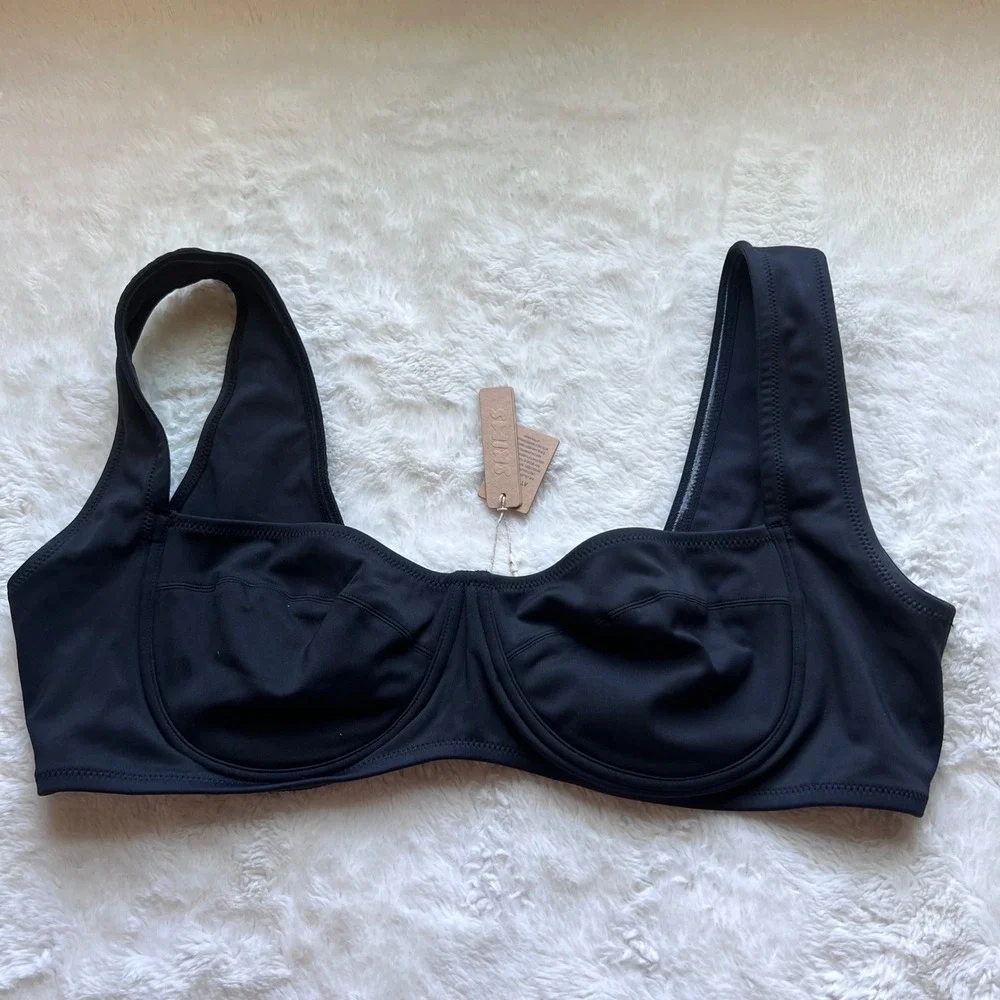 SKIMS Womens Swim Underwire Bikini Top Onyx Black Size 2X SW-UWR-0117 NWT Womens